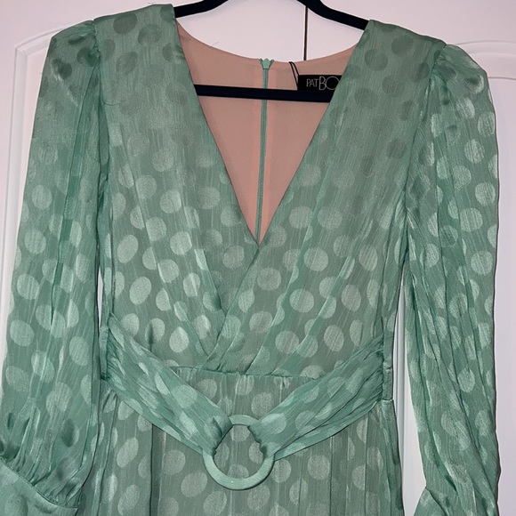 PatBO Polka Dot Satin Belted Midi Dress - Picture 7 of 13